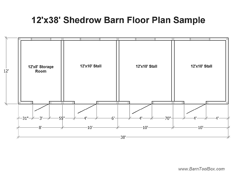 Shedrow Barn Floor Plan & Construction Specifications Samples