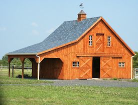 Wooden Horse Stable with Lean-to