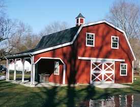 Cutom Barn with Gambrel Roof and Overhang