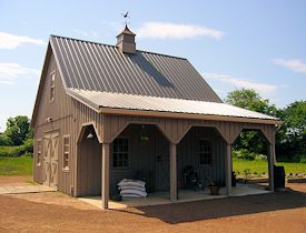 Wooden Storage Barn with Lean-to
